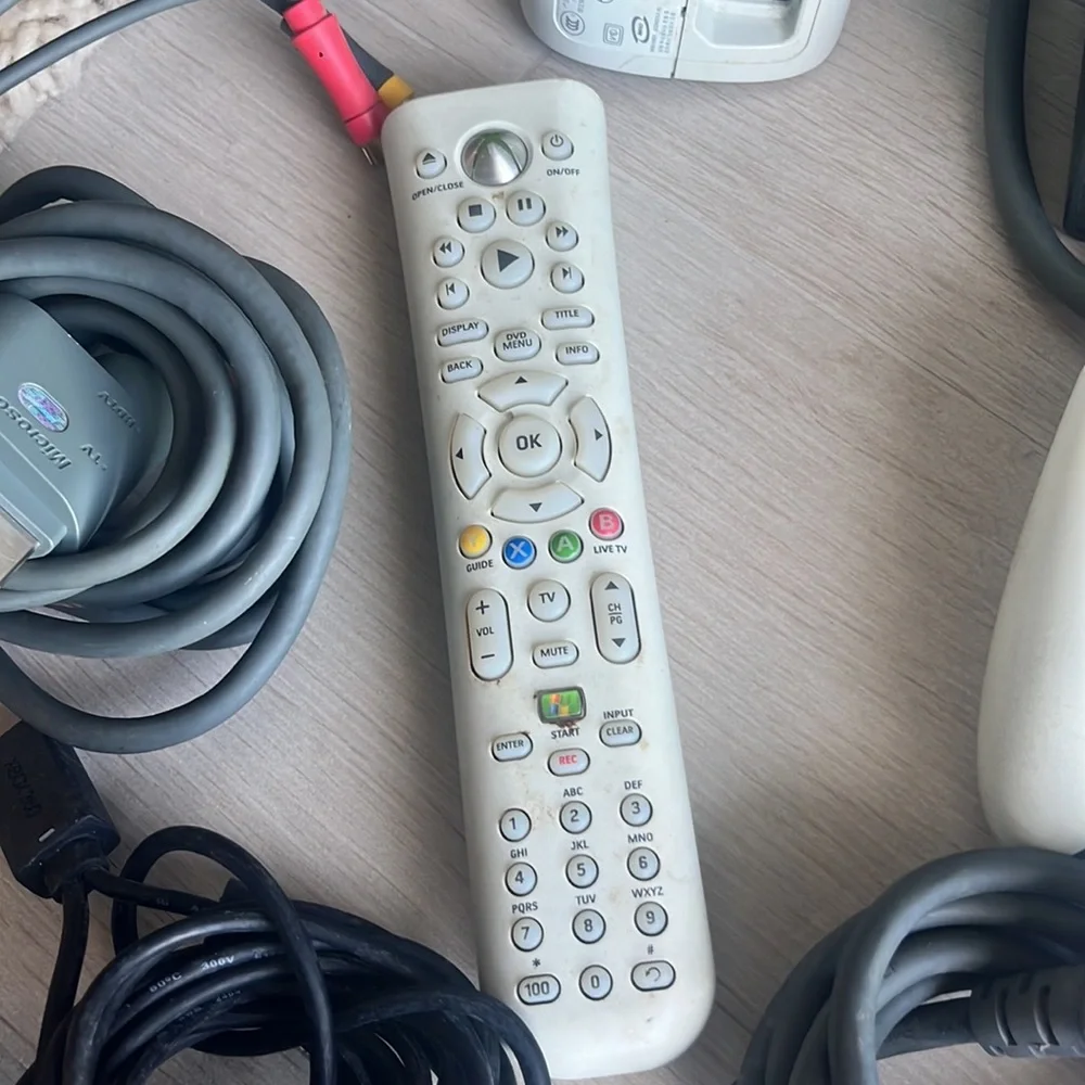 Xbox 360 console and cords with battery and controller